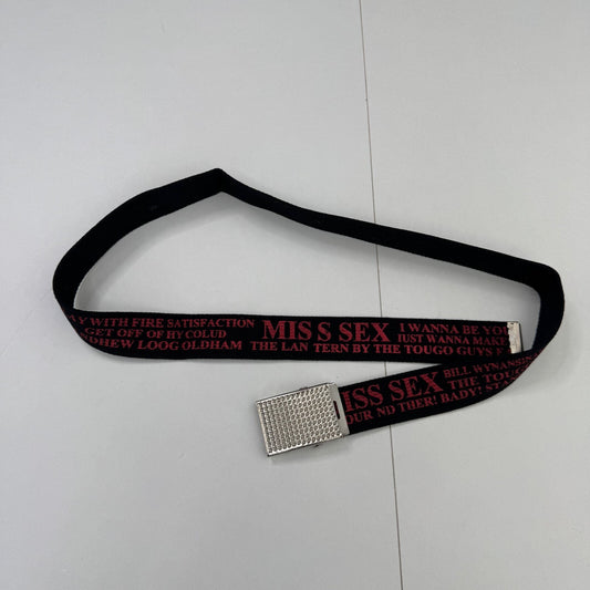 Y2K vintage belt slogan miss sex canvas adjustable