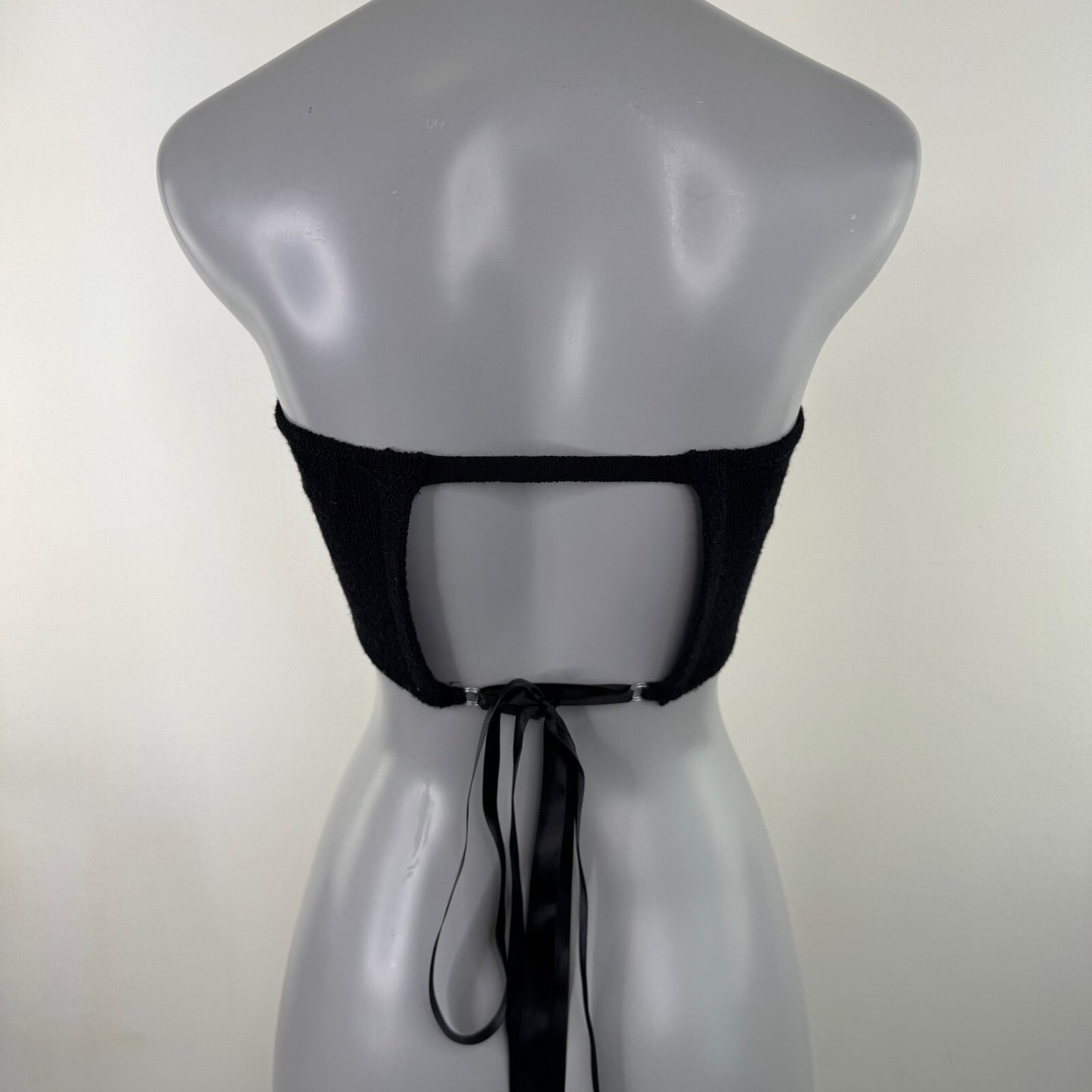 Y2K vintage Miss Sixty crop top bandeau open back lace up fine knit