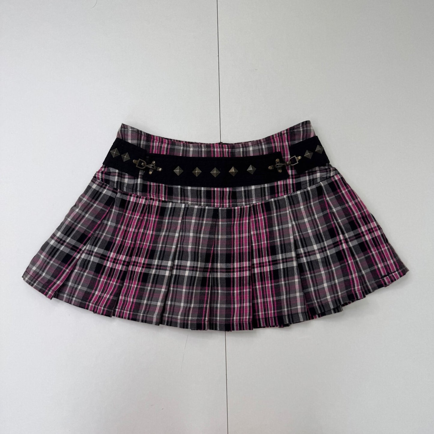 Y2K vintage Abbey Dawn by Avril Lavigne mini skirt tartan check pleated studded