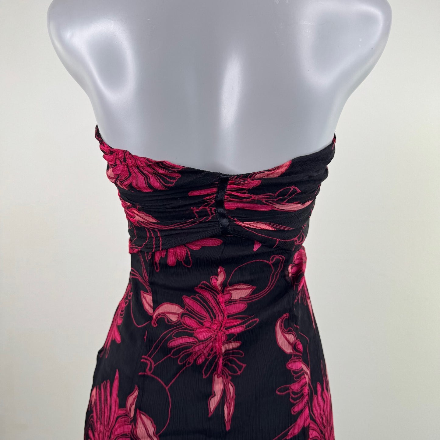 Vintage Karen Millen 100% silk midi dress halter neck floral occasion y2k 2000s
