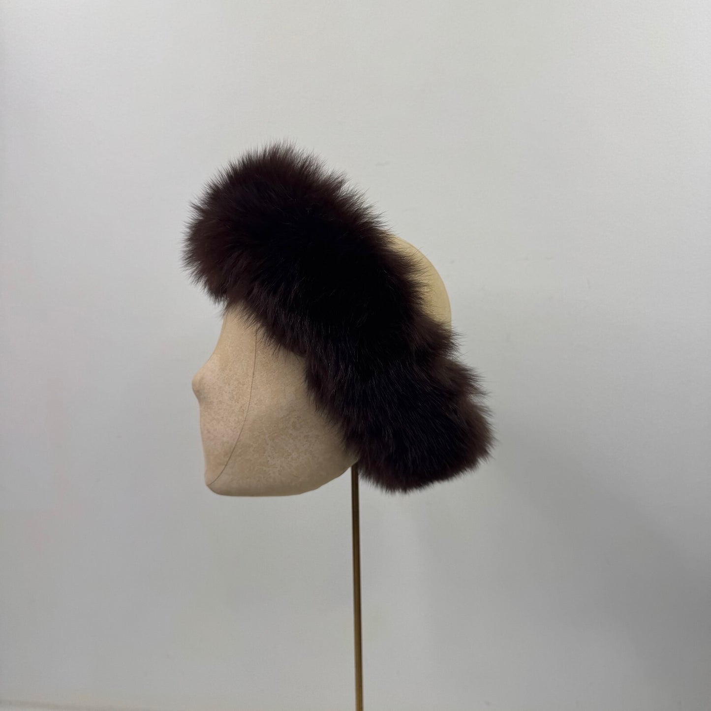 Y2K vintage genuine fur headband brown fluffy winter