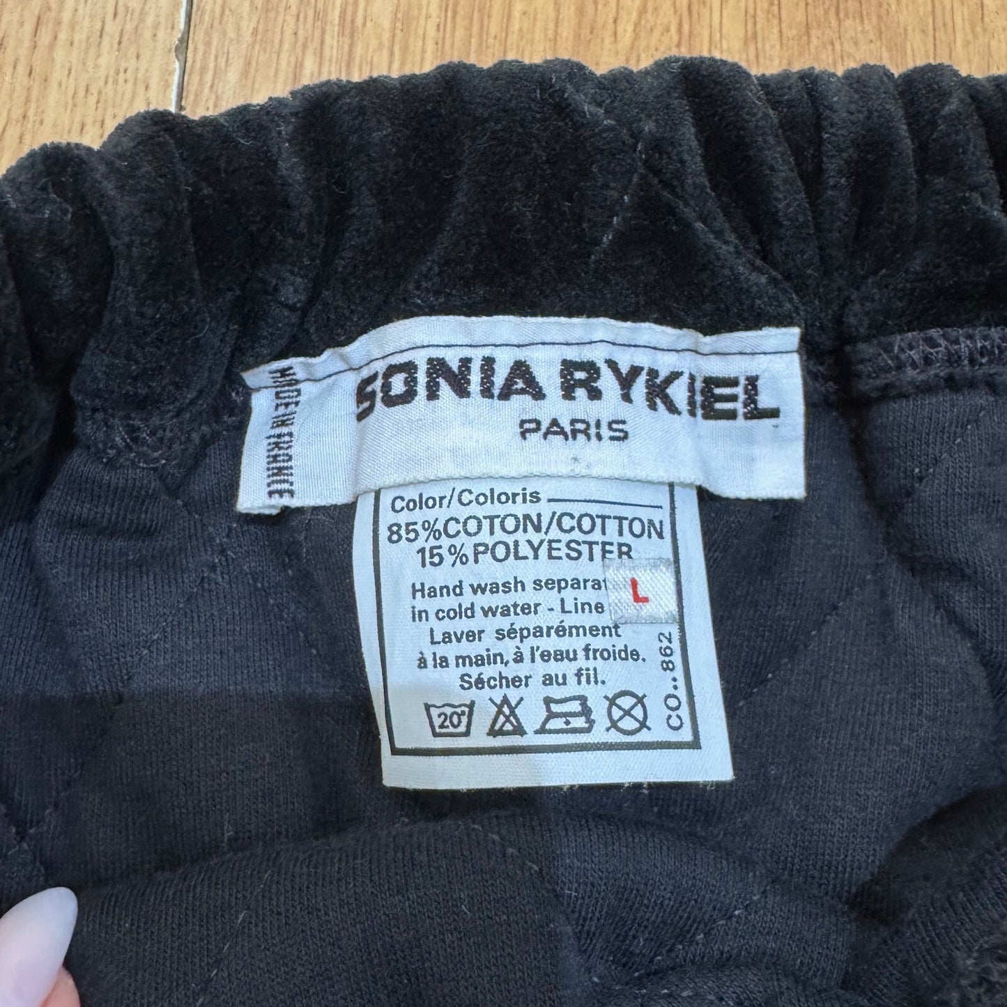 Vintage Sonia Rykiel velvet quilted mini skirt stretchy black