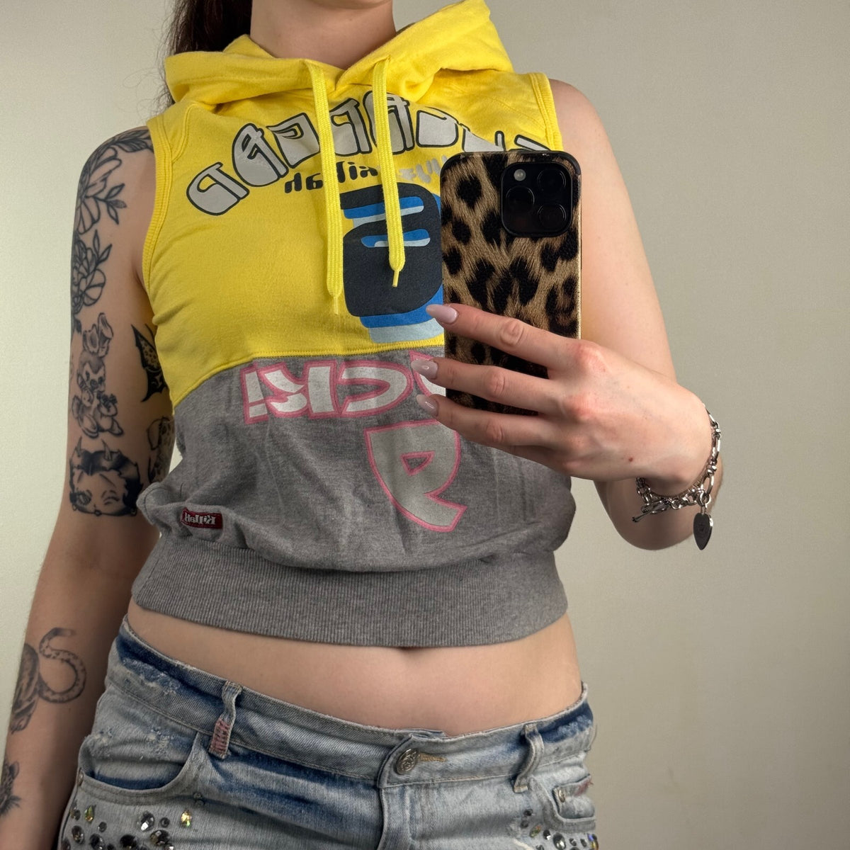 Y2K vintage Killah by Miss Sixty hoodie top sleeveless tank graphic crop sporty