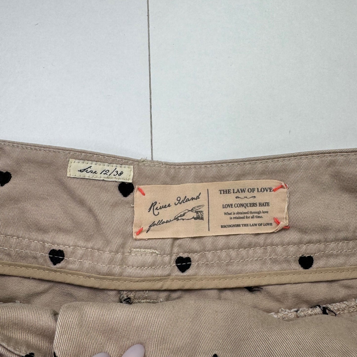 Y2K vintage low rise mini shorts heart embroidered chino buttons pockets