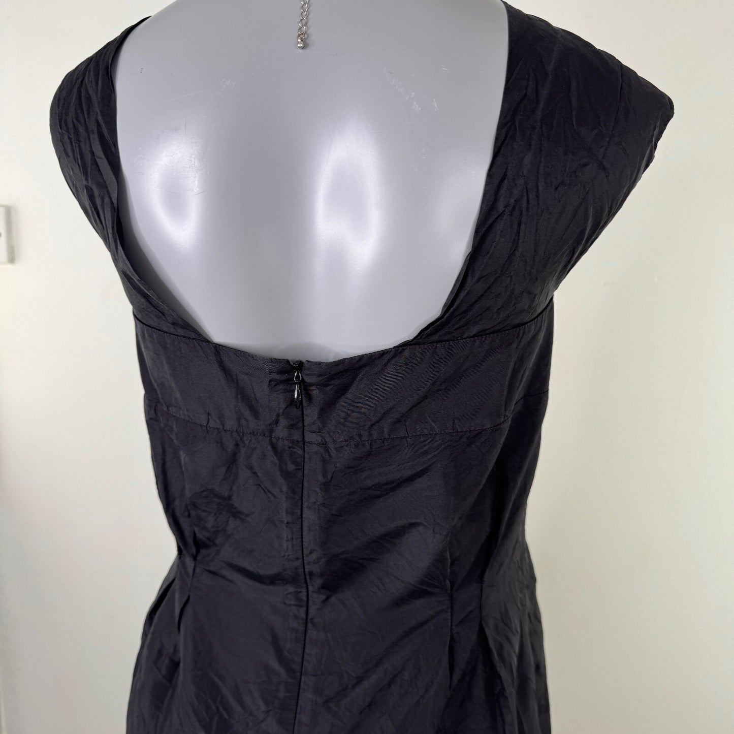 Vintage Nicole Farhi 100% silk midi dress embroidered floral cowl neckline