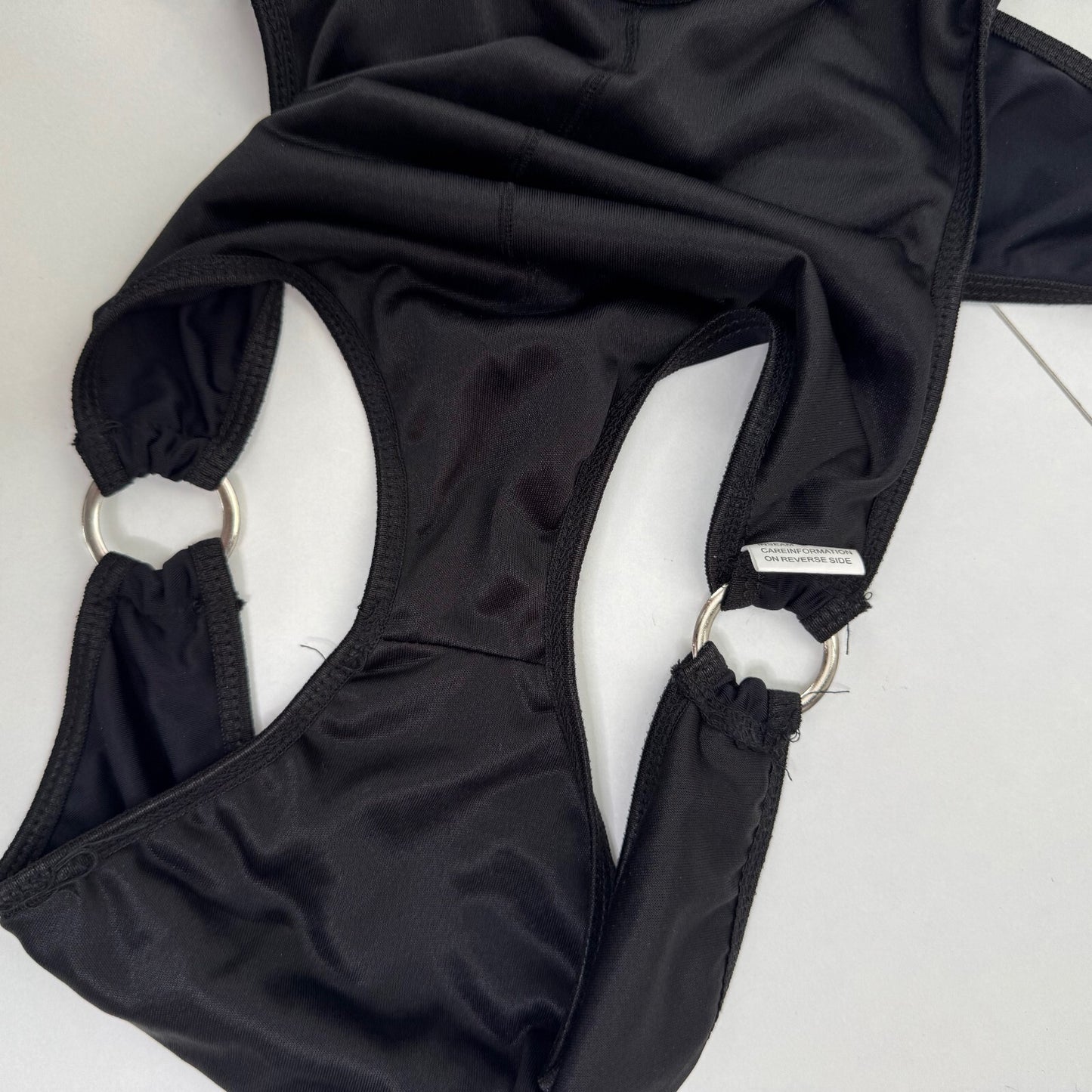 Y2K vintage monokini low rise cut out swimsuit halter neck o ring string bow