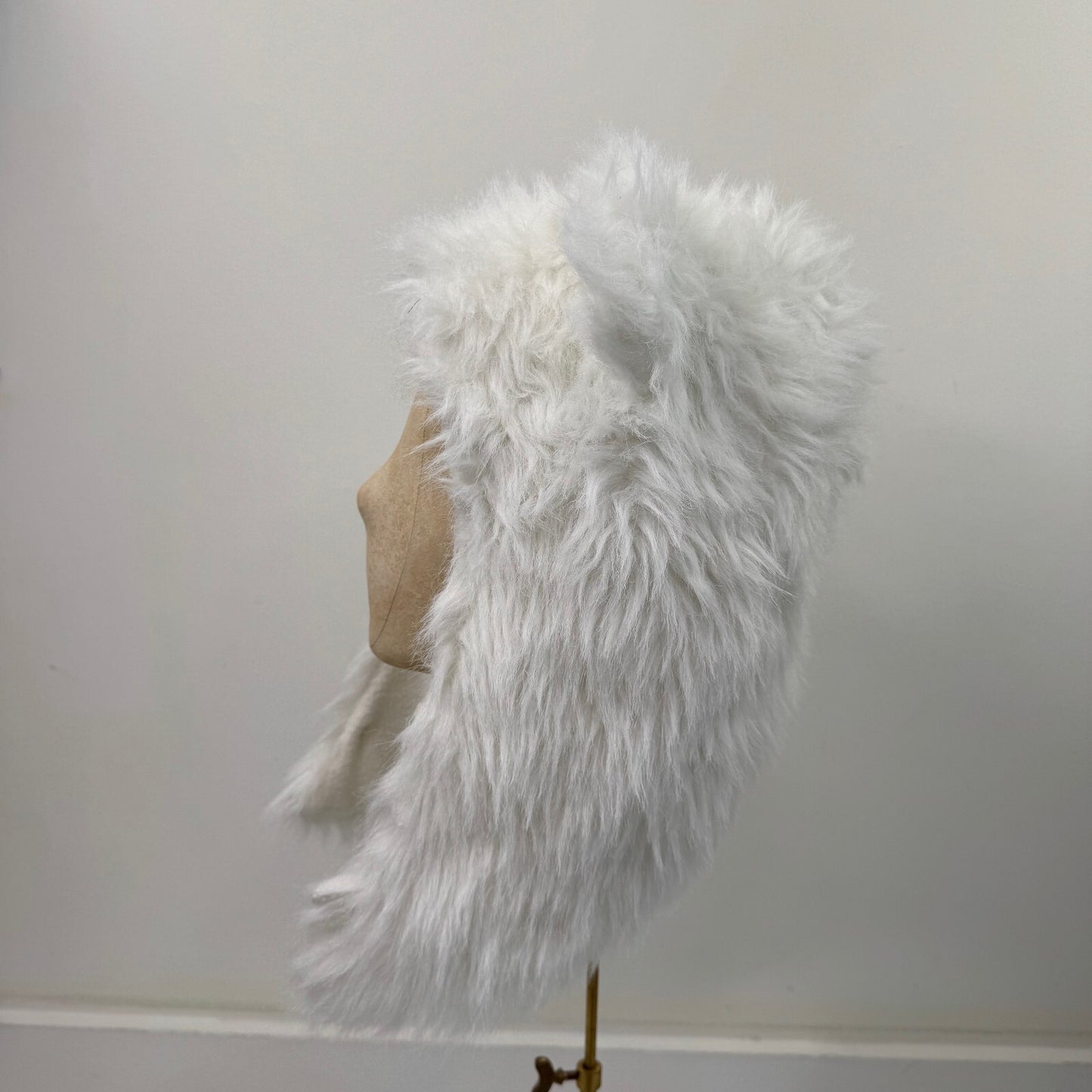 Y2K vintage bear hat ears faux fur white trapper fleece lined unisex