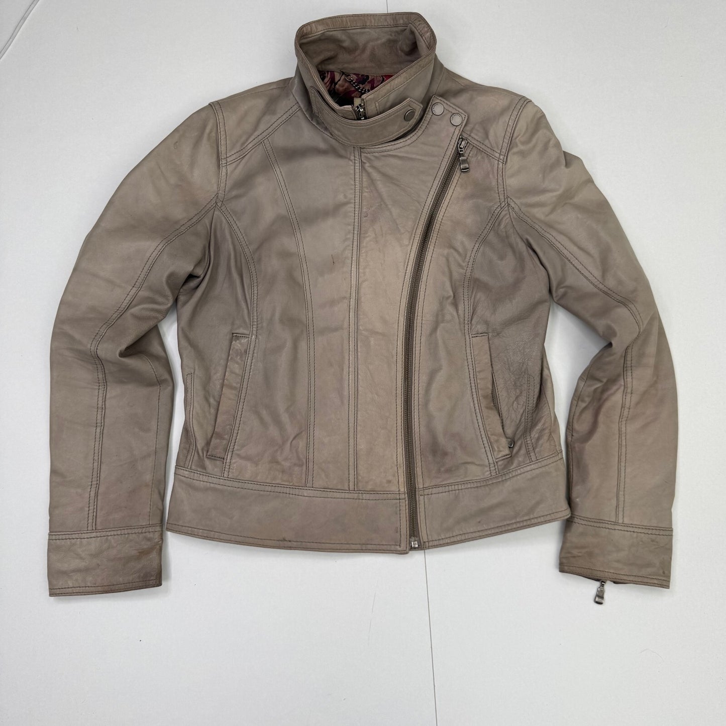 Y2K vintage Ted Baker high neck zip up leather jacket moto archive asymmetrical