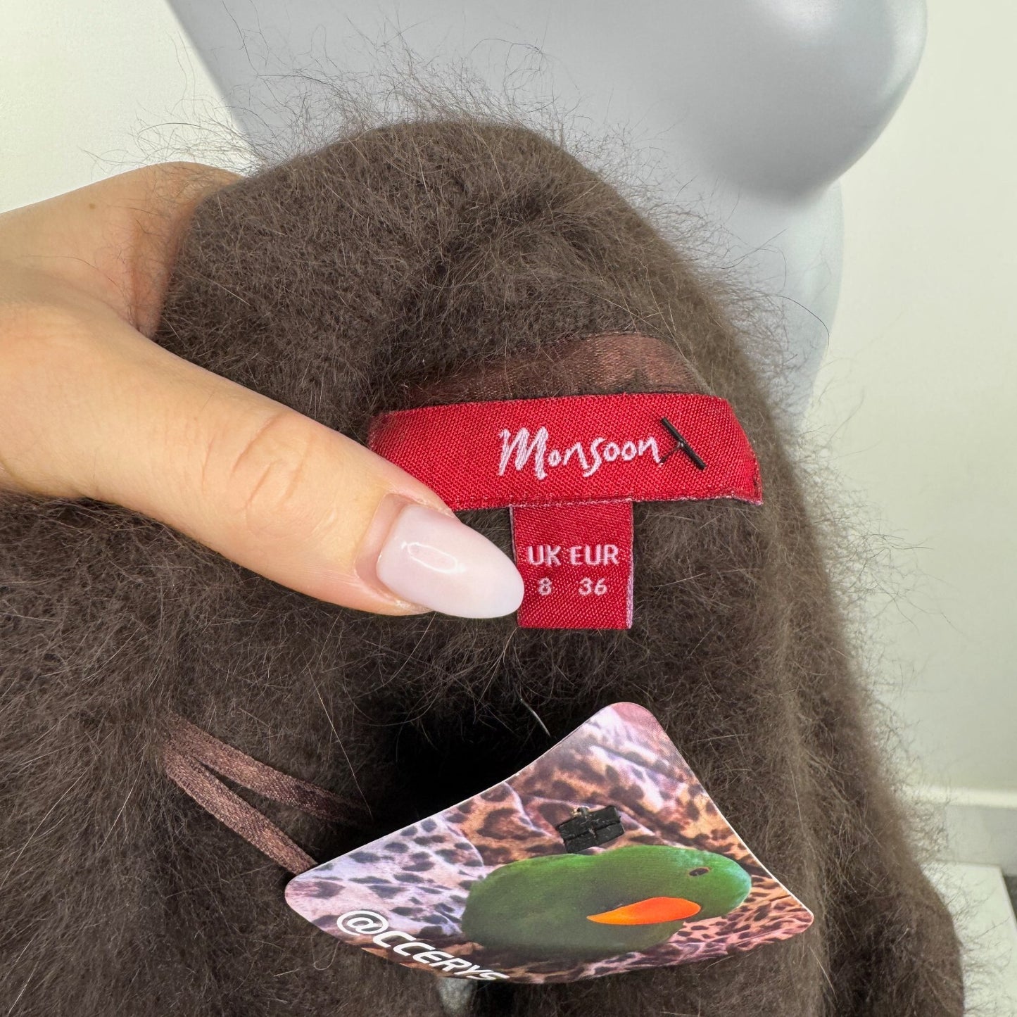 Y2K vintage angora blend cardigan button up v neck collared 3/4 sleeve crop knit