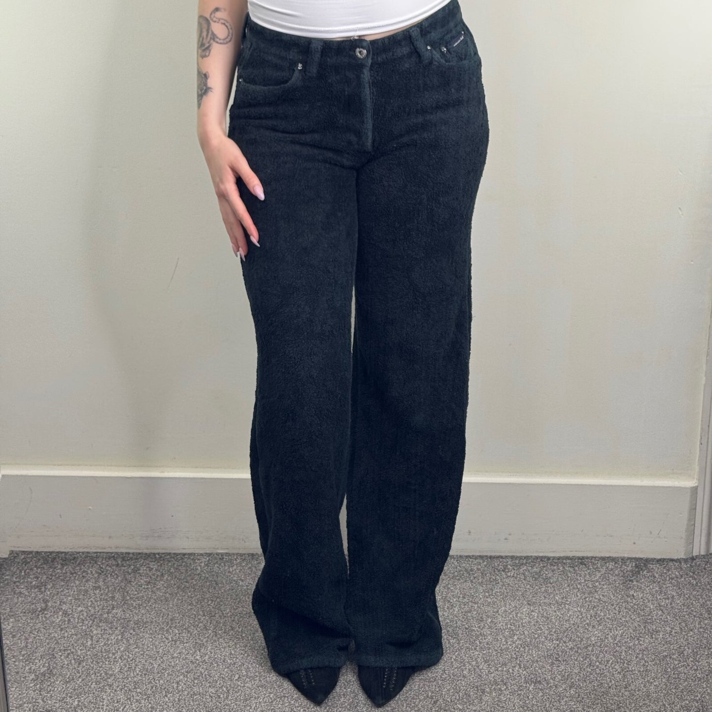 Vintage Dolce & Gabbana trousers fleece teddy straight leg baggy fluffy