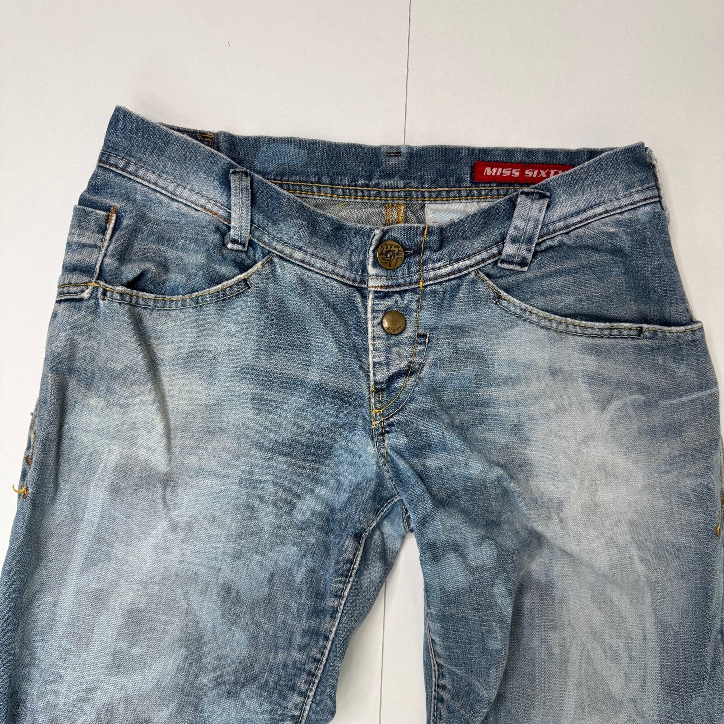 Y2K vintage Miss Sixty bootcut denim jeans low rise distressed baggy fit