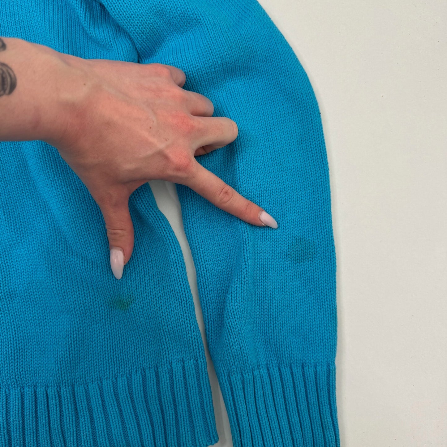 Y2K vintage Lauren Ralph Lauren zip up jumper knit cargo pocket high neck blue