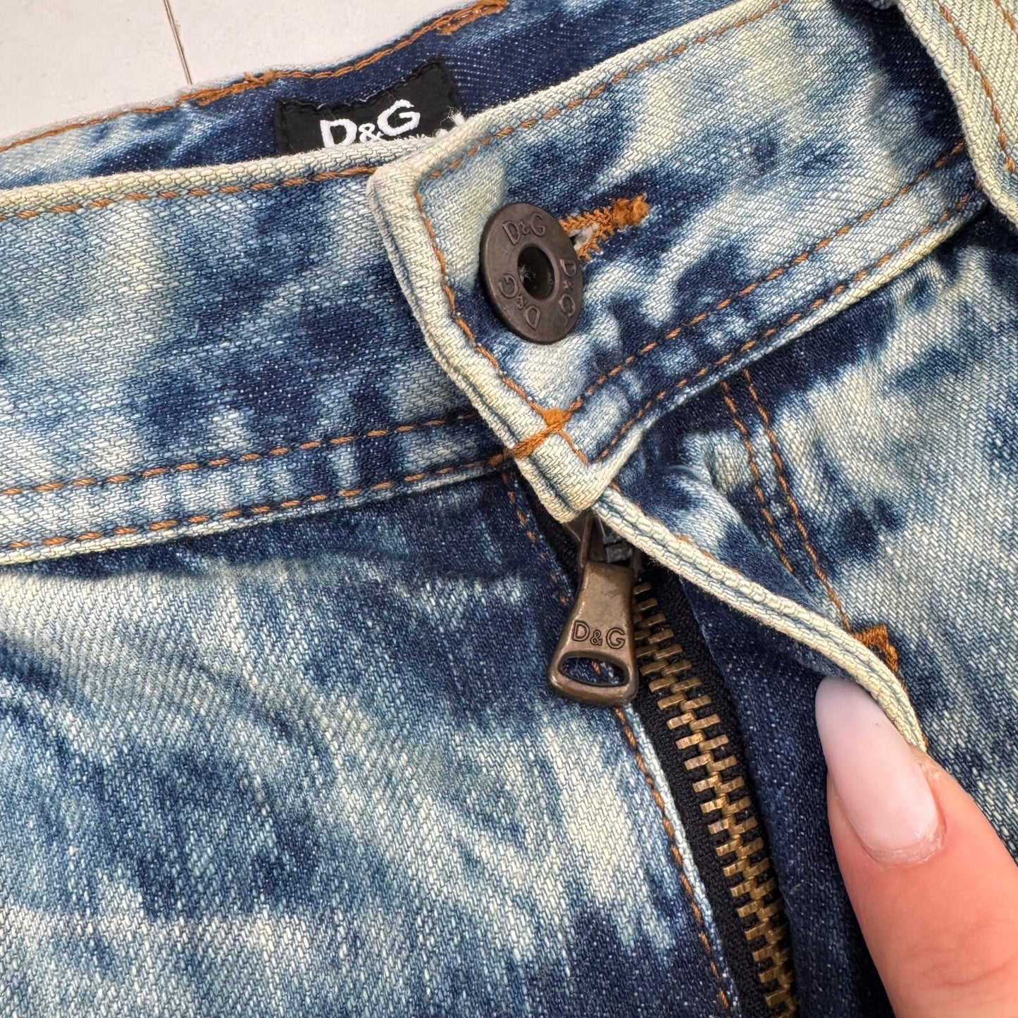 Y2K vintage Dolce & Gabbana bootcut denim jeans acid faded light blue wash