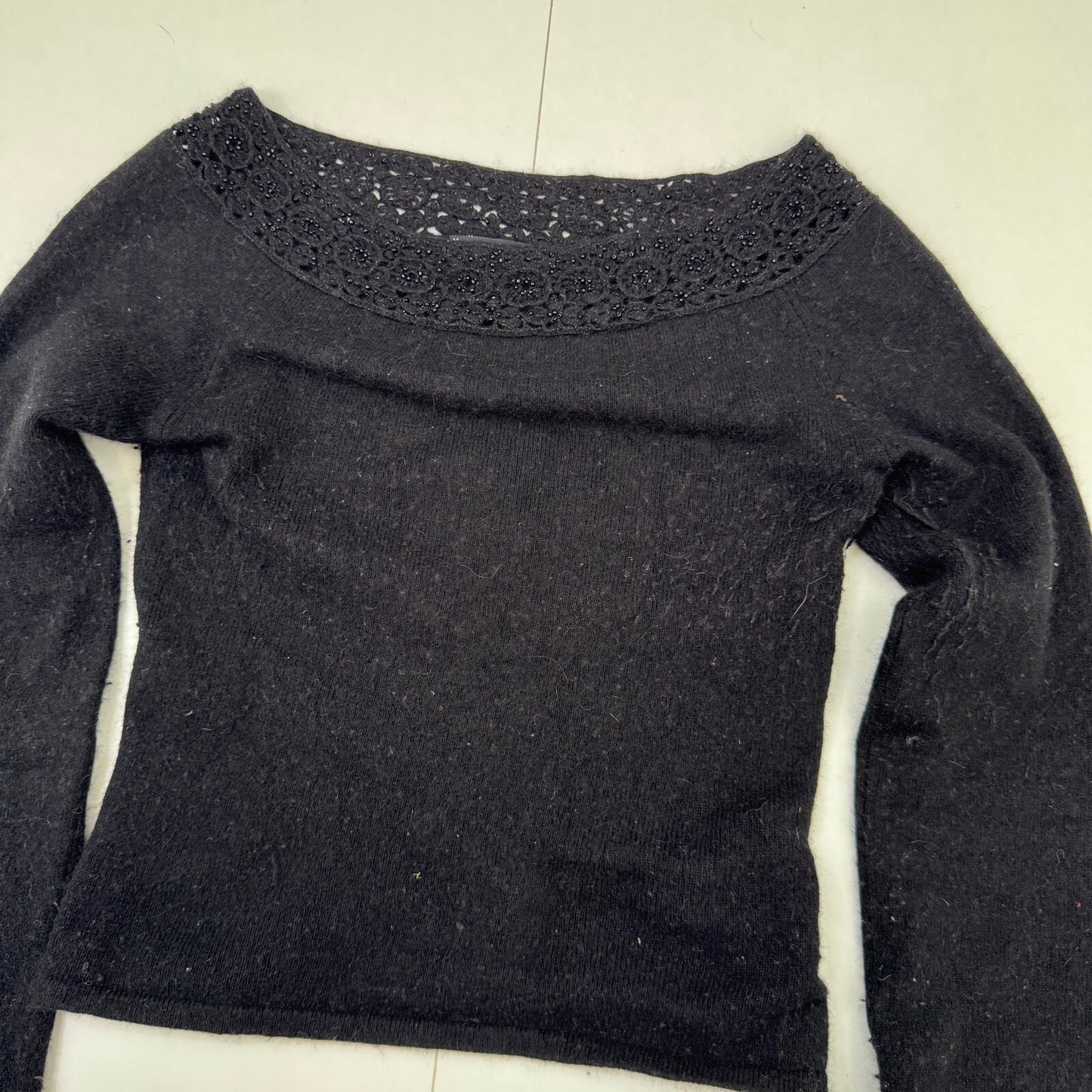 Y2K vintage Bebe wool long sleeve top jumper beaded crop