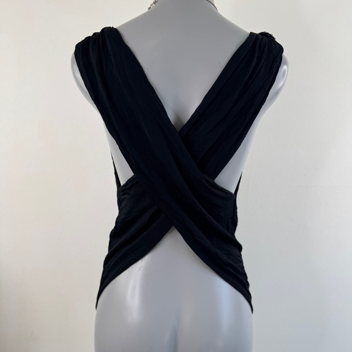 Y2K vintage tank top slinky racer open back sequin archive round neck ruched