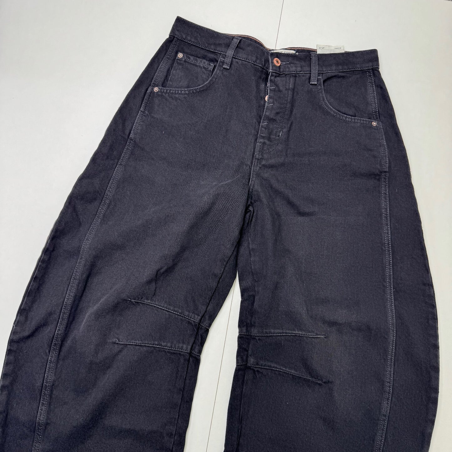 Free People barrel jeans mid rise good luck faded black