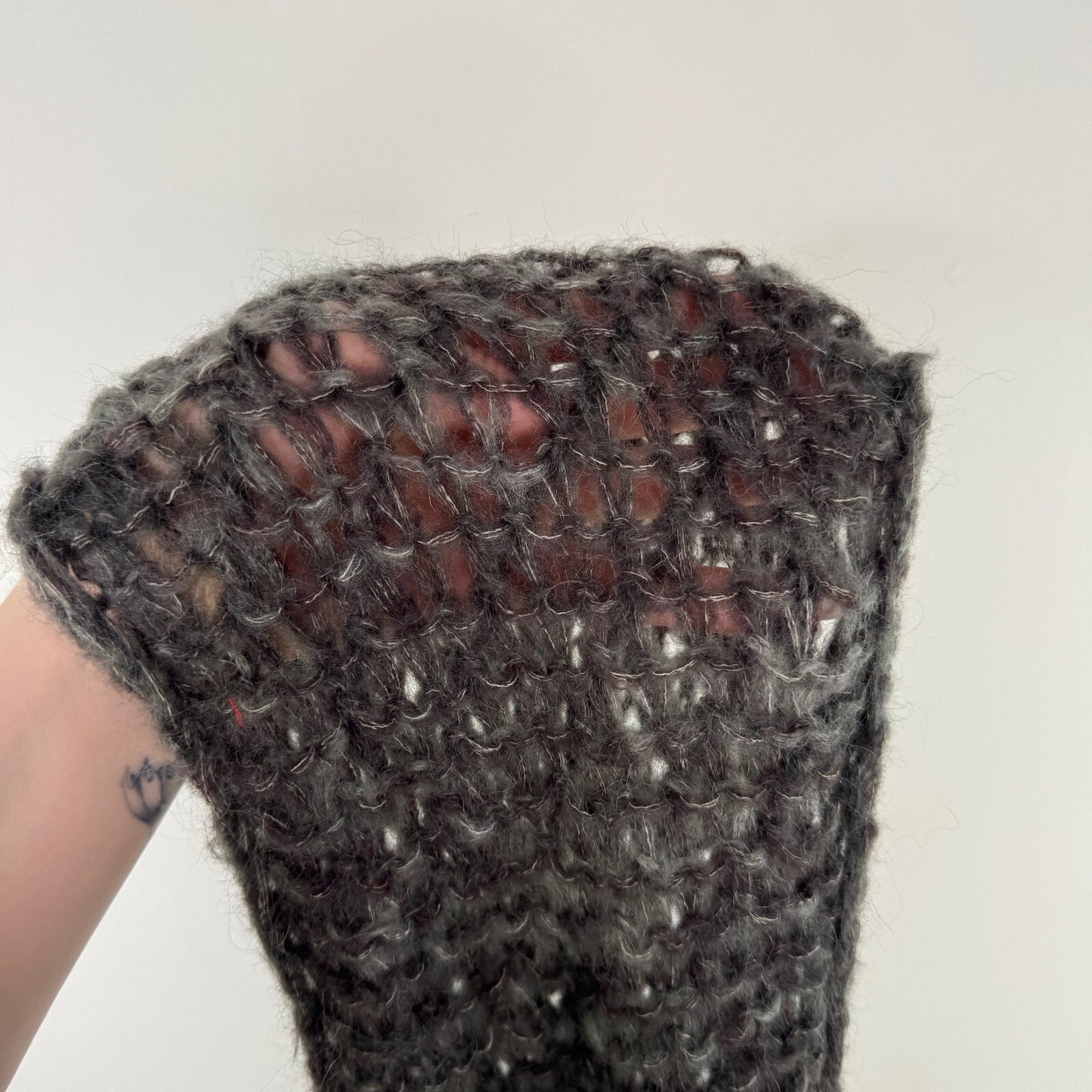 Y2K vintage Per Una scarf wool mohair blend chunky knit fringe sheer