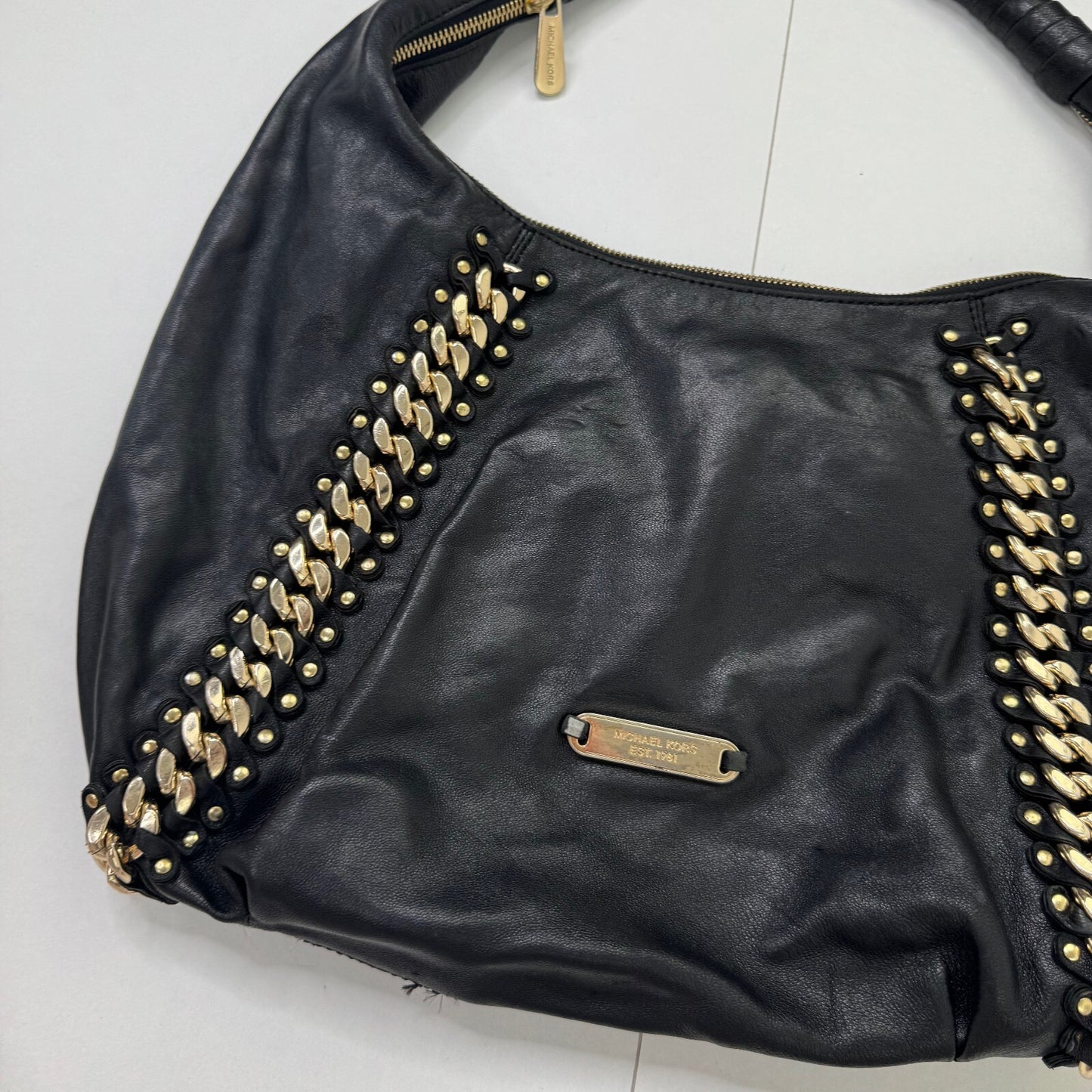 Vintage Michael Kors shoulder bag genuine leather chain boho slouchy medium