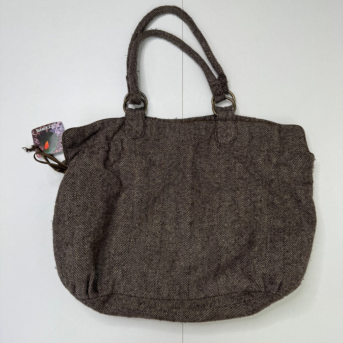 Y2K vintage large shoulder bag tweed boho slouchy floral embellished sparkly