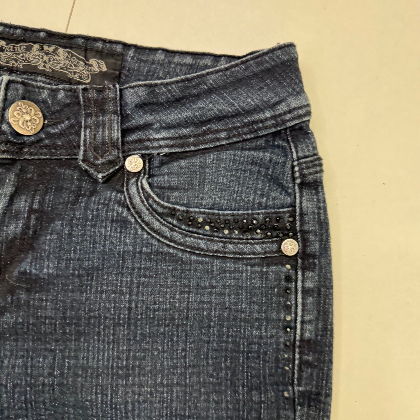 Y2K vintage Jane Norman bootcut denim jeans low rise embroidered stretchy
