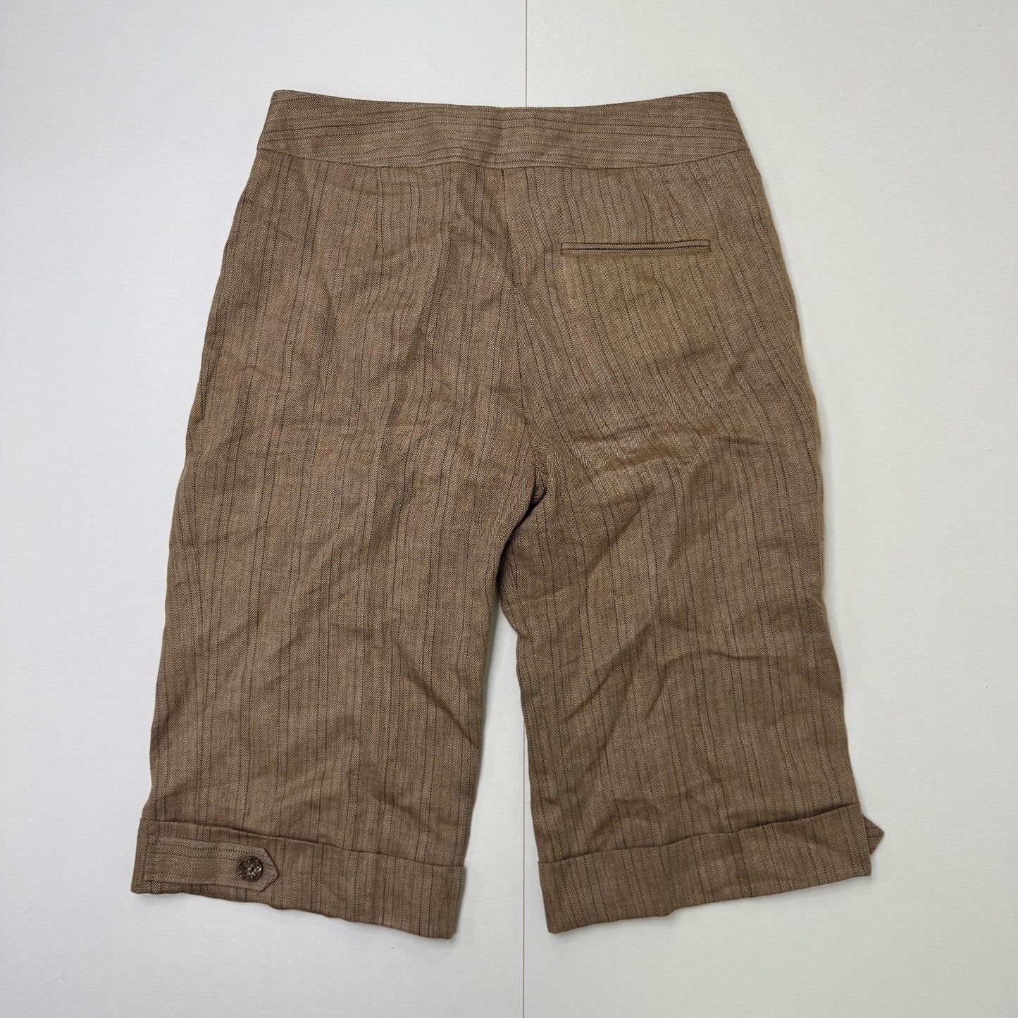 Y2K vintage capri trousers cropped linen pinstripe buttons stripe tailored