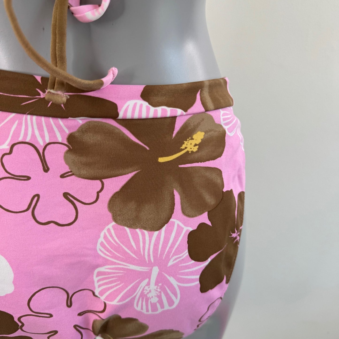Y2K vintage bikini set matching floral halter neck tie hibiscus
