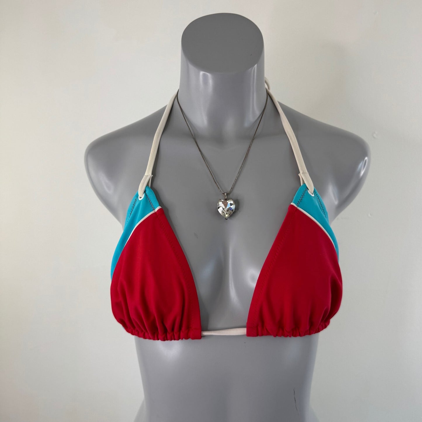 Y2K vintage halter neck bikini top sporty beaded tie bow