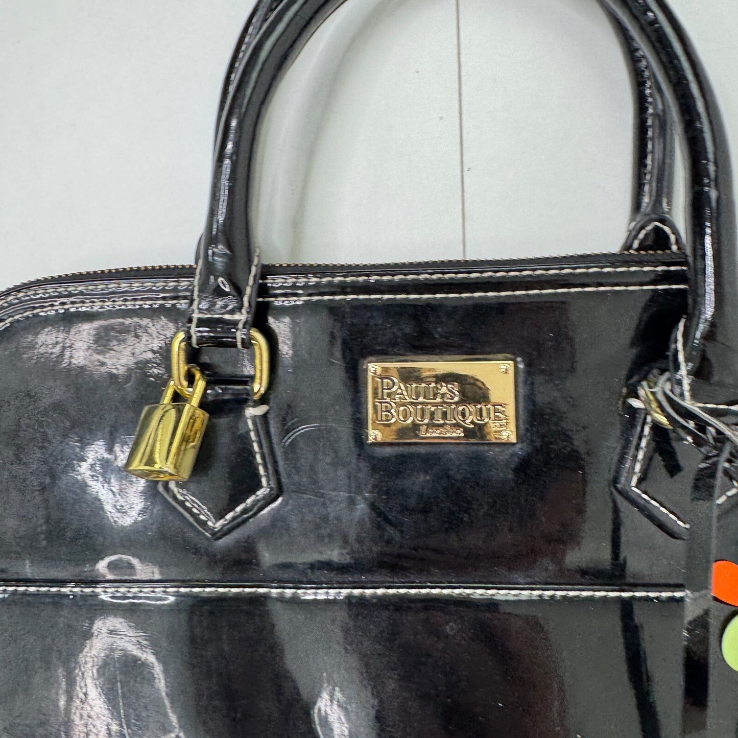 Y2K vintage Paul's Boutique handbag medium with charm patent faux leather