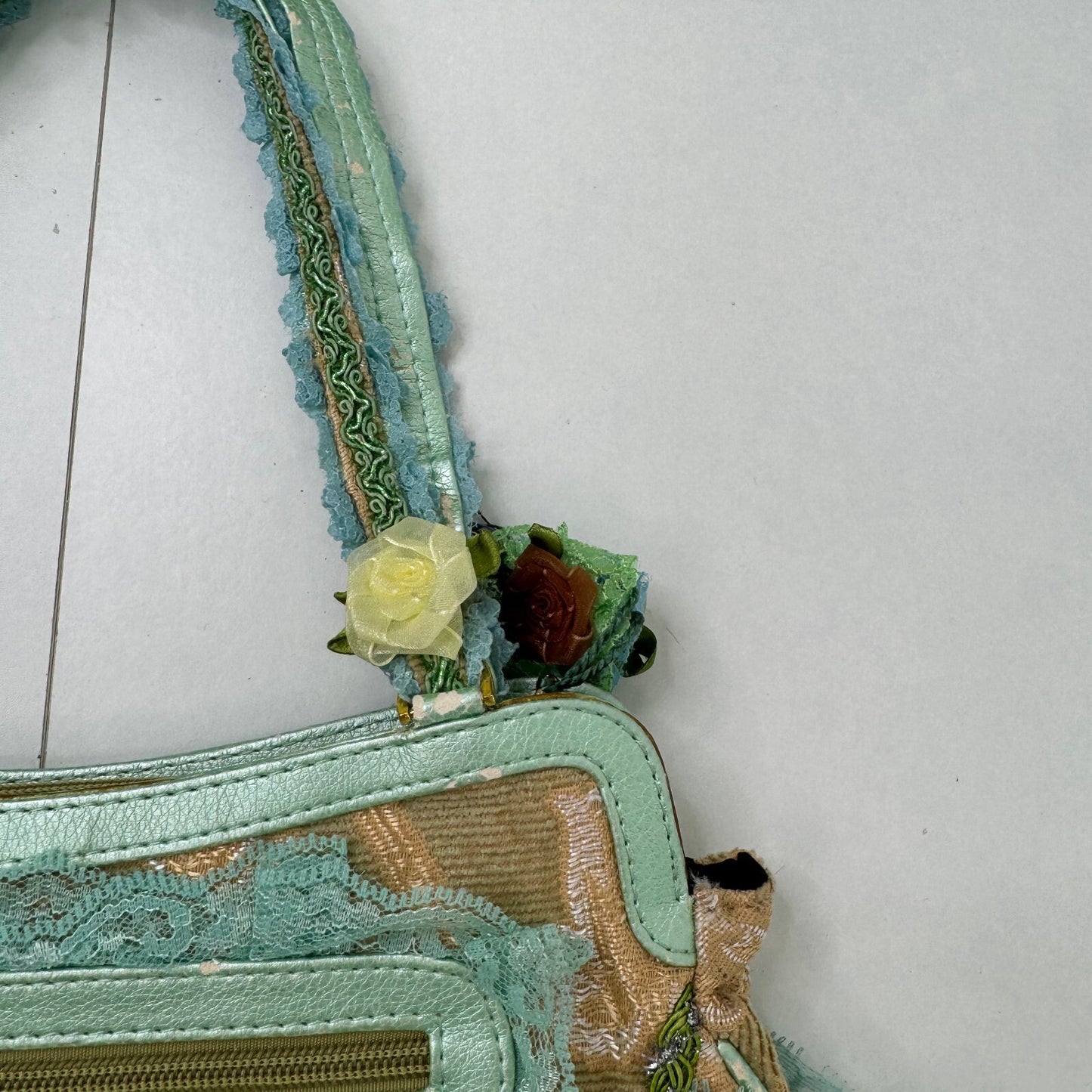 Y2K vintage small handbag coquette embellished boho lace frilly floral lolita