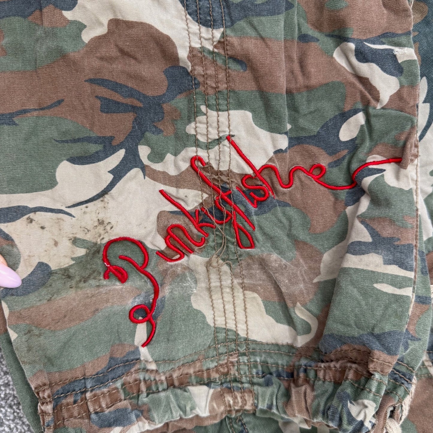 Y2K vintage Punkyfish cargo trousers baggy embroidered low rise camo patchwork