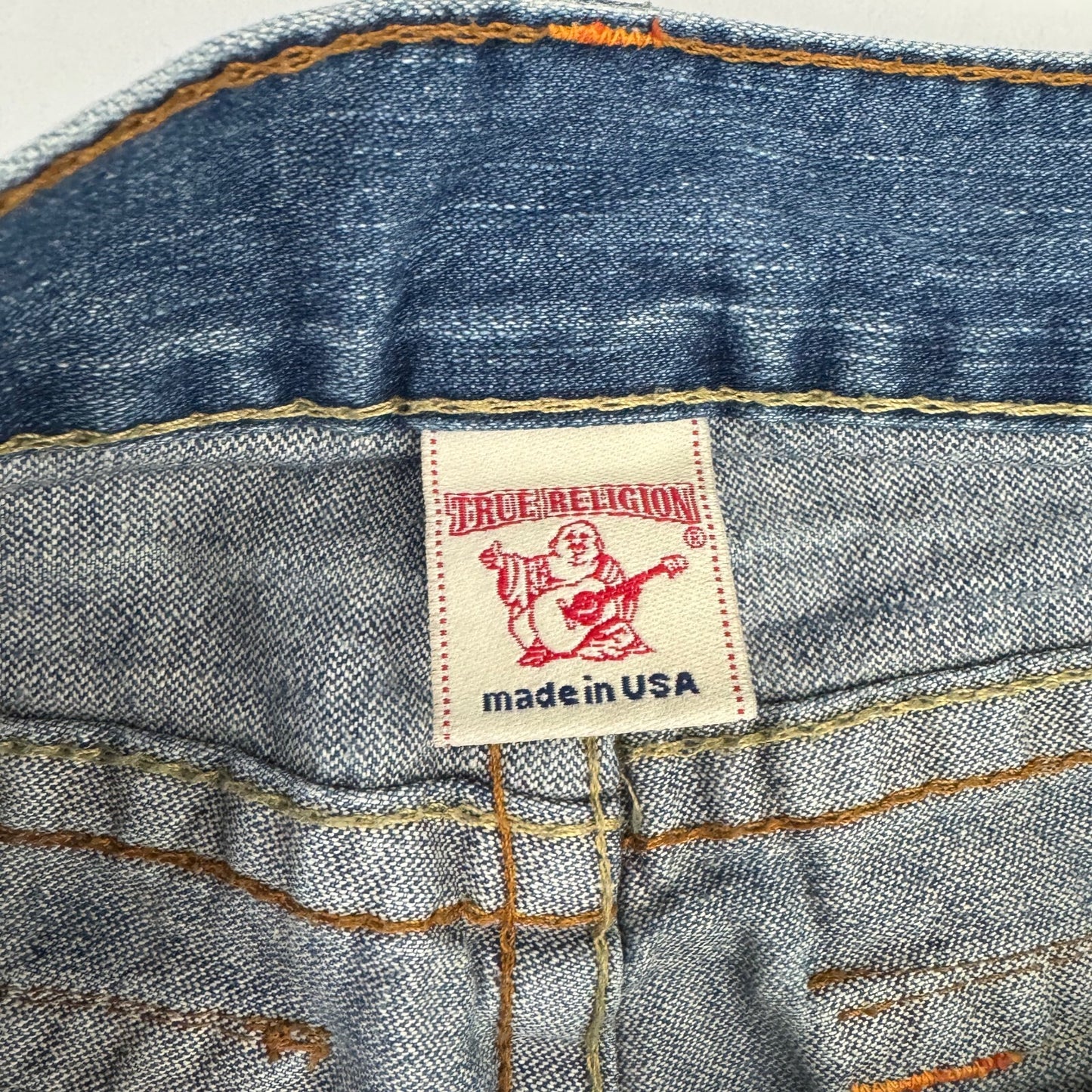 Y2K vintage True Religion bootcut jeans faded blue denim wash embroidered Billy