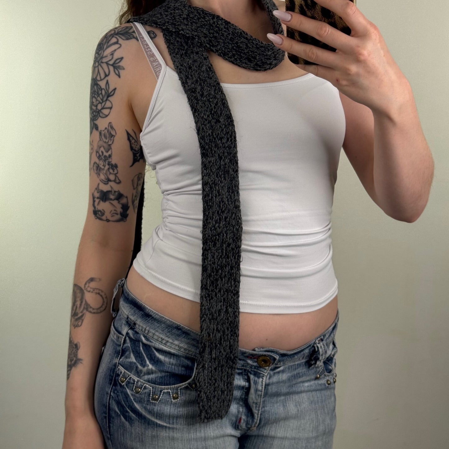 Y2K vintage scarf knit skinny thin chunky