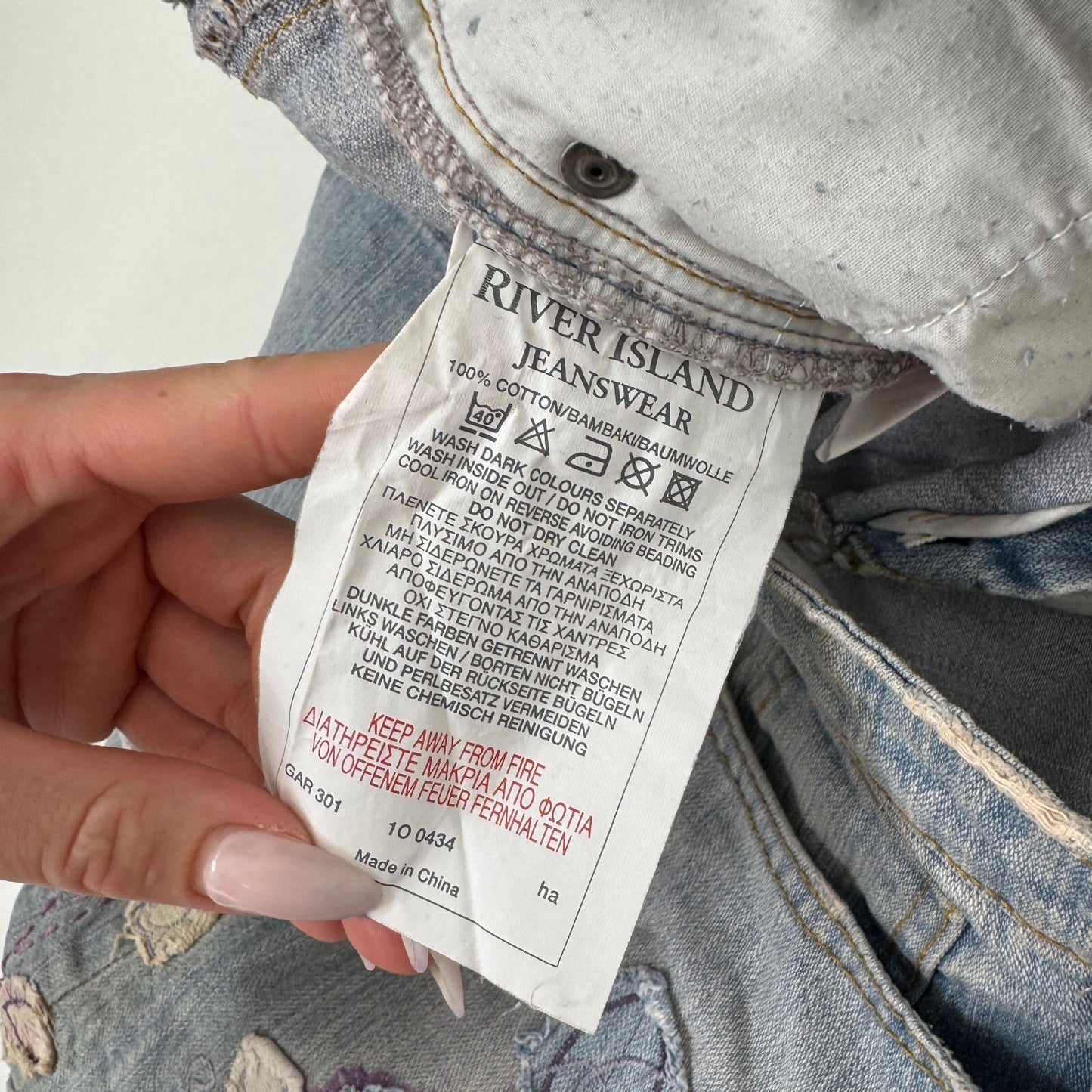 Y2K vintage denim midi skirt asymmetrical floral fairy boho embroidered a line