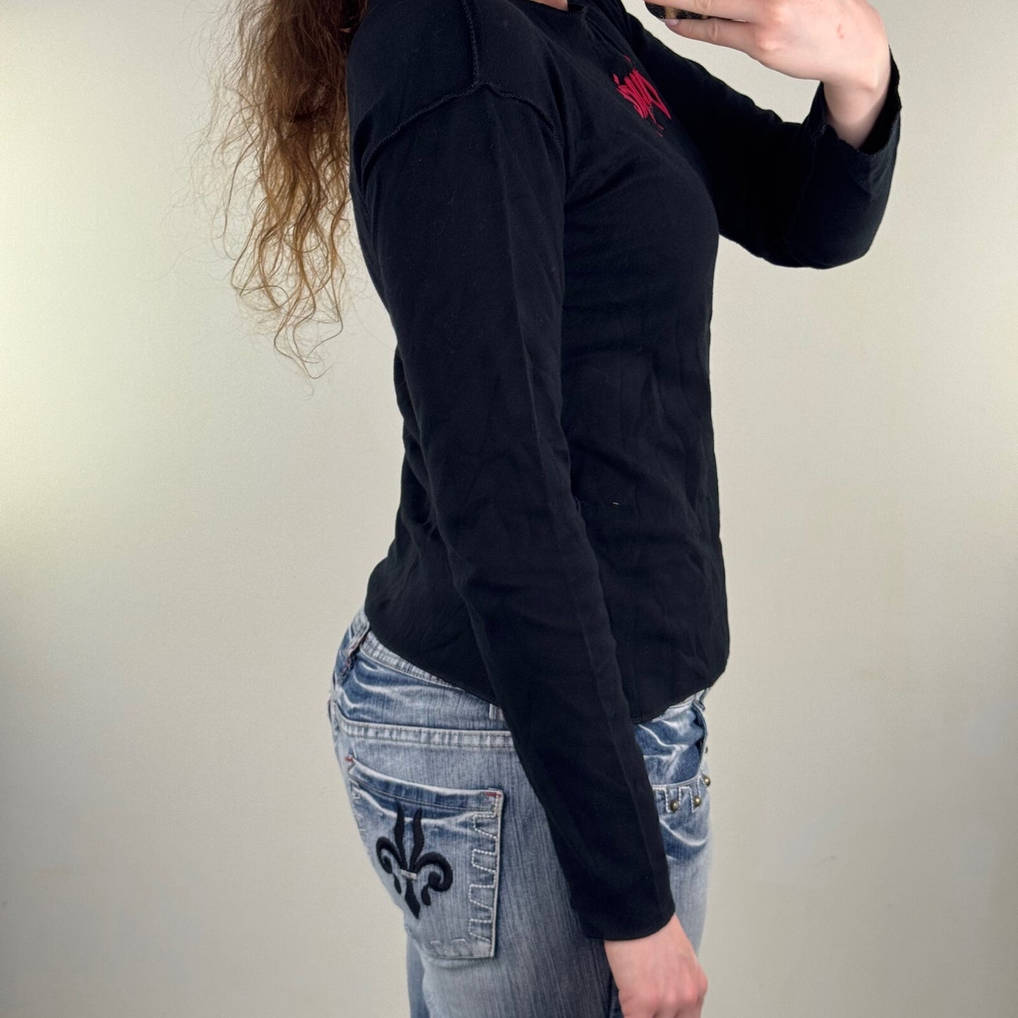 Vintage Omen long sleeve top vampire spider web print rare