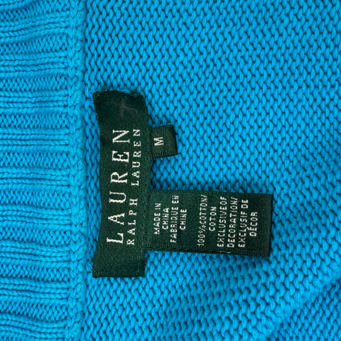 Y2K vintage Lauren Ralph Lauren zip up jumper knit cargo pocket high neck blue
