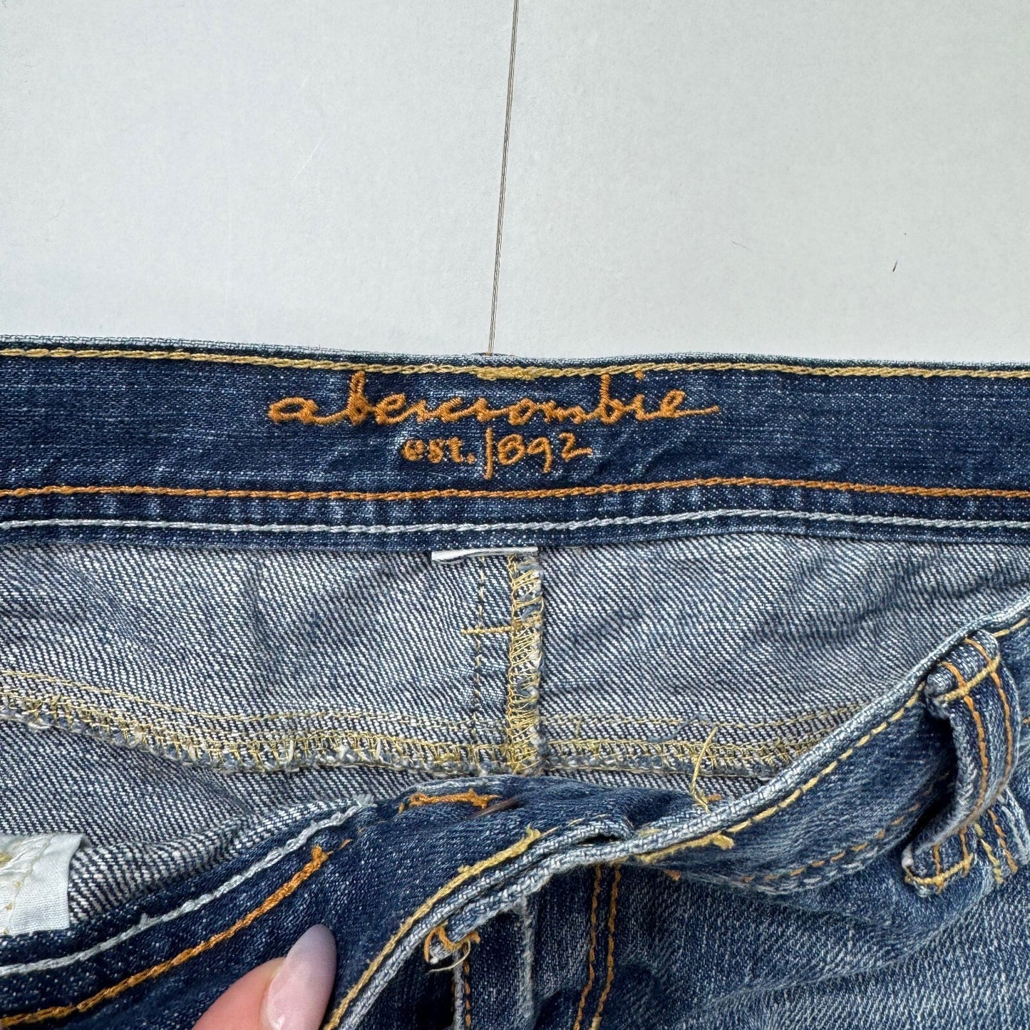 Y2K vintage Abercrombie & Fitch mini skirt low rise denim distressed