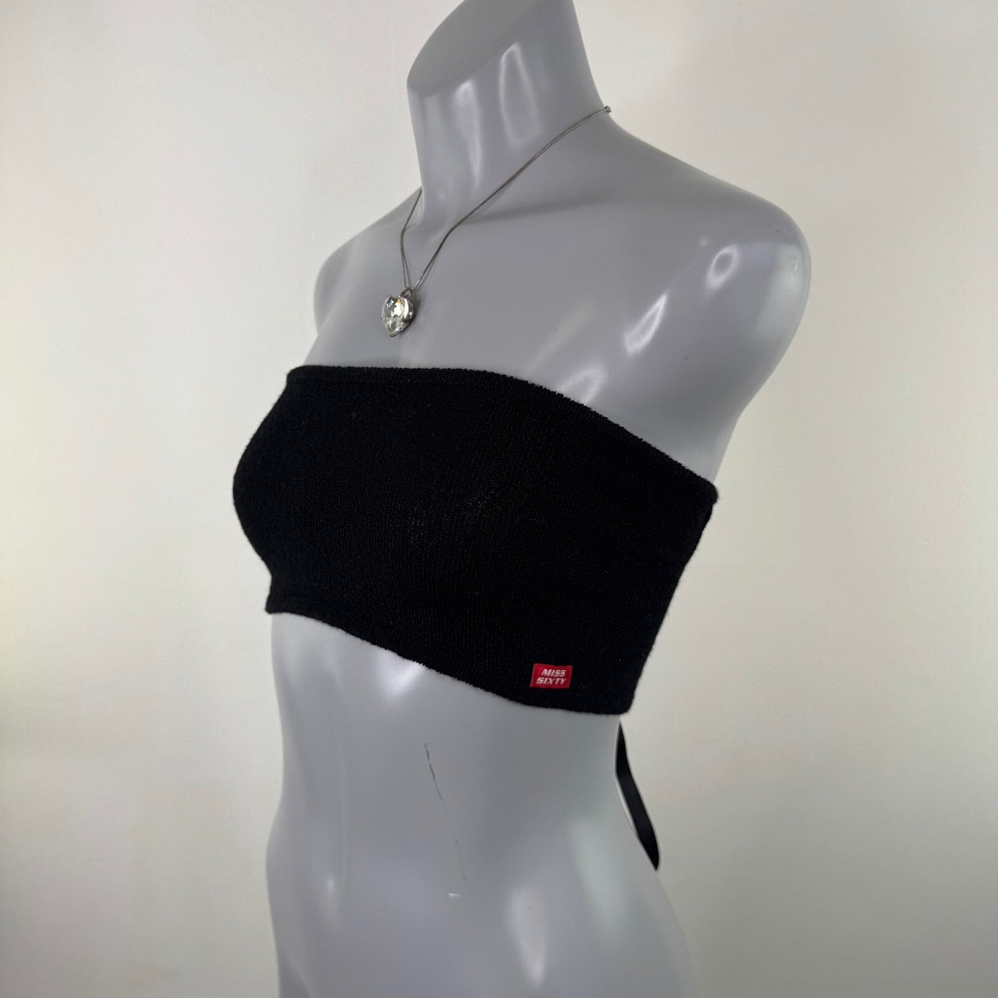 Y2K vintage Miss Sixty crop top bandeau open back lace up fine knit