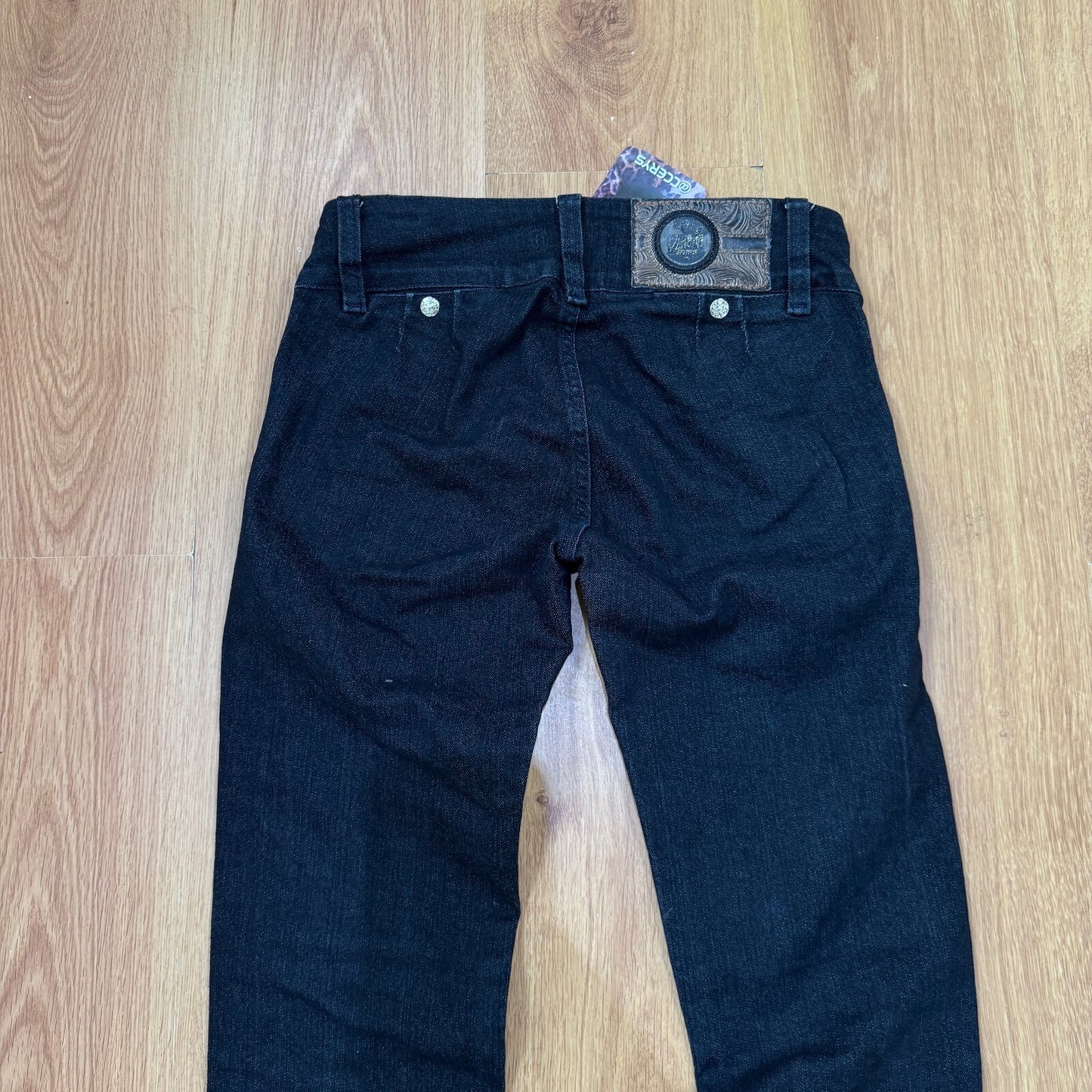 Y2K vintage low rise straight leg jeans stretchy denim black double button