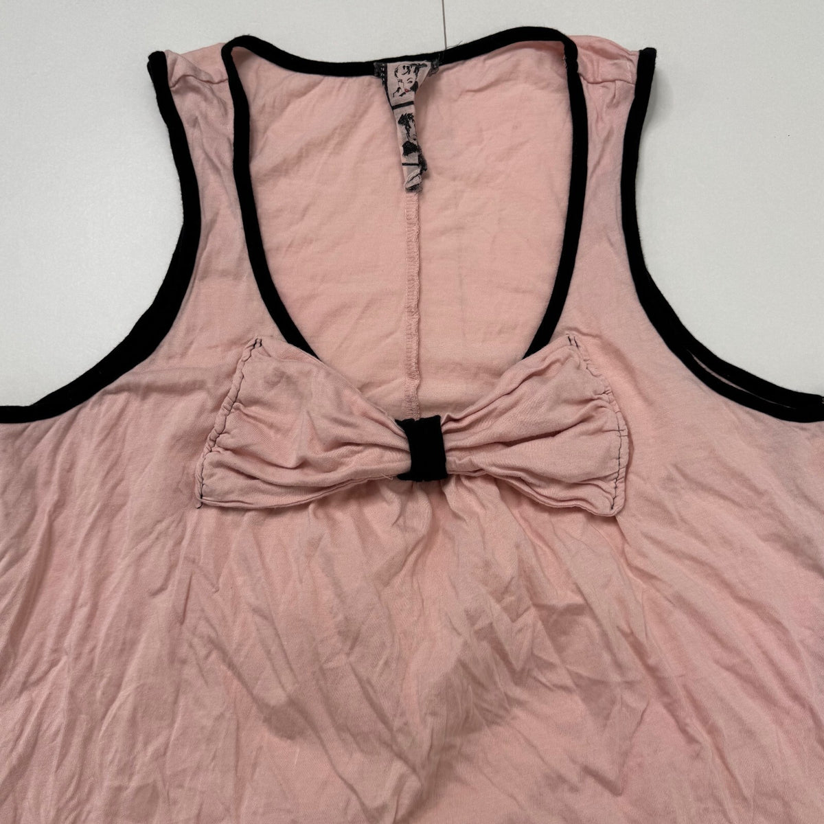 Y2K vintage tank top bow coquette baggy baby pink black