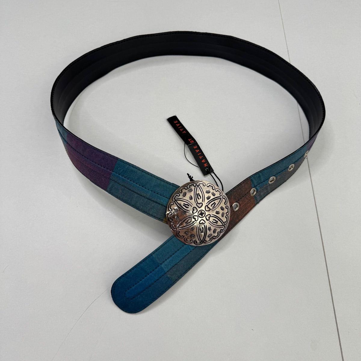 Y2K vintage belt boho colourful rainbow embossed circle disc