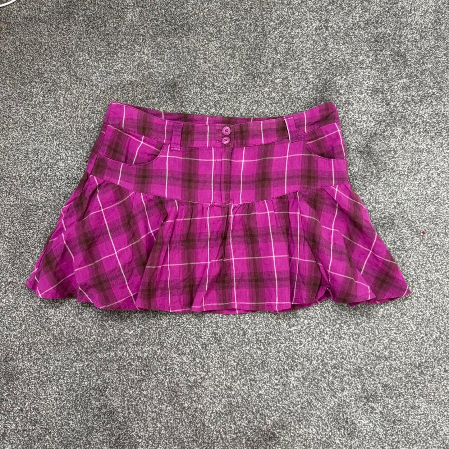 Y2K vintage mid rise tartan mini skirt rara a line purple