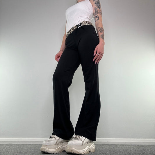 Y2K vintage leopard bow flare yoga pants