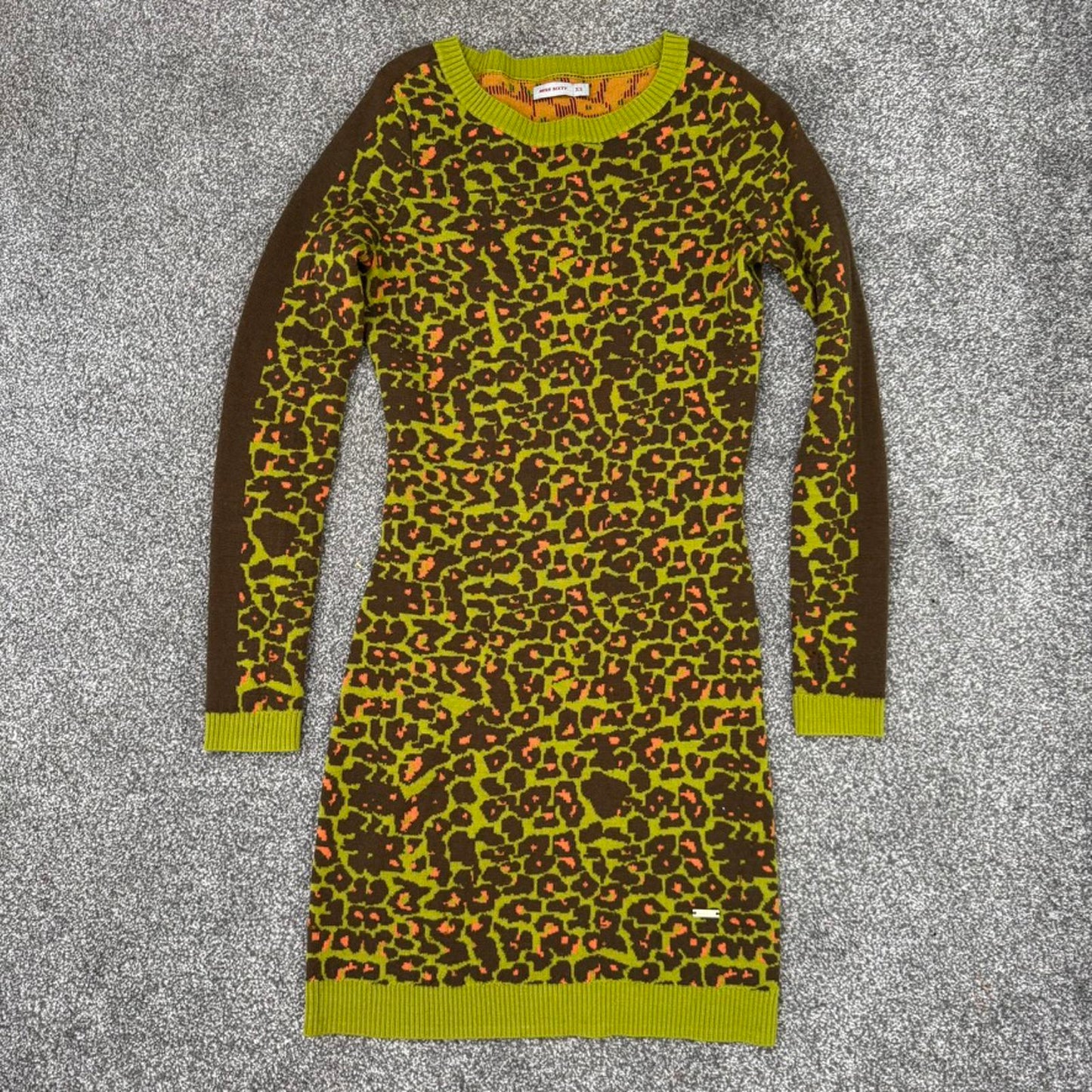 Y2K vintage Miss Sixty 100% wool mini dress knitted long sleeve stretchy short