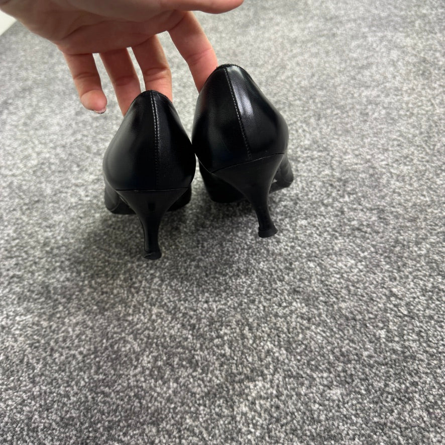 Y2K vintage leather buckle kitten heels pointed toe