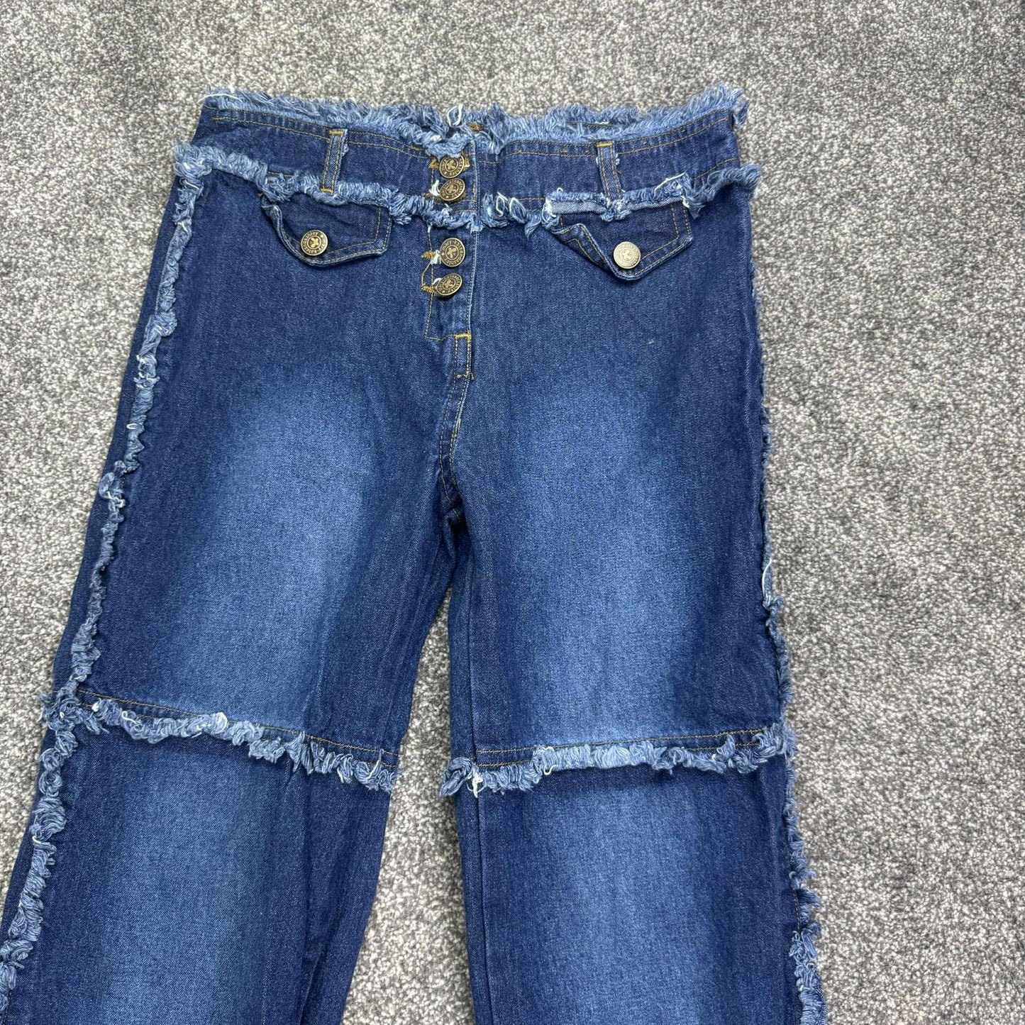 Y2K vintage patchwork denim flared jeans