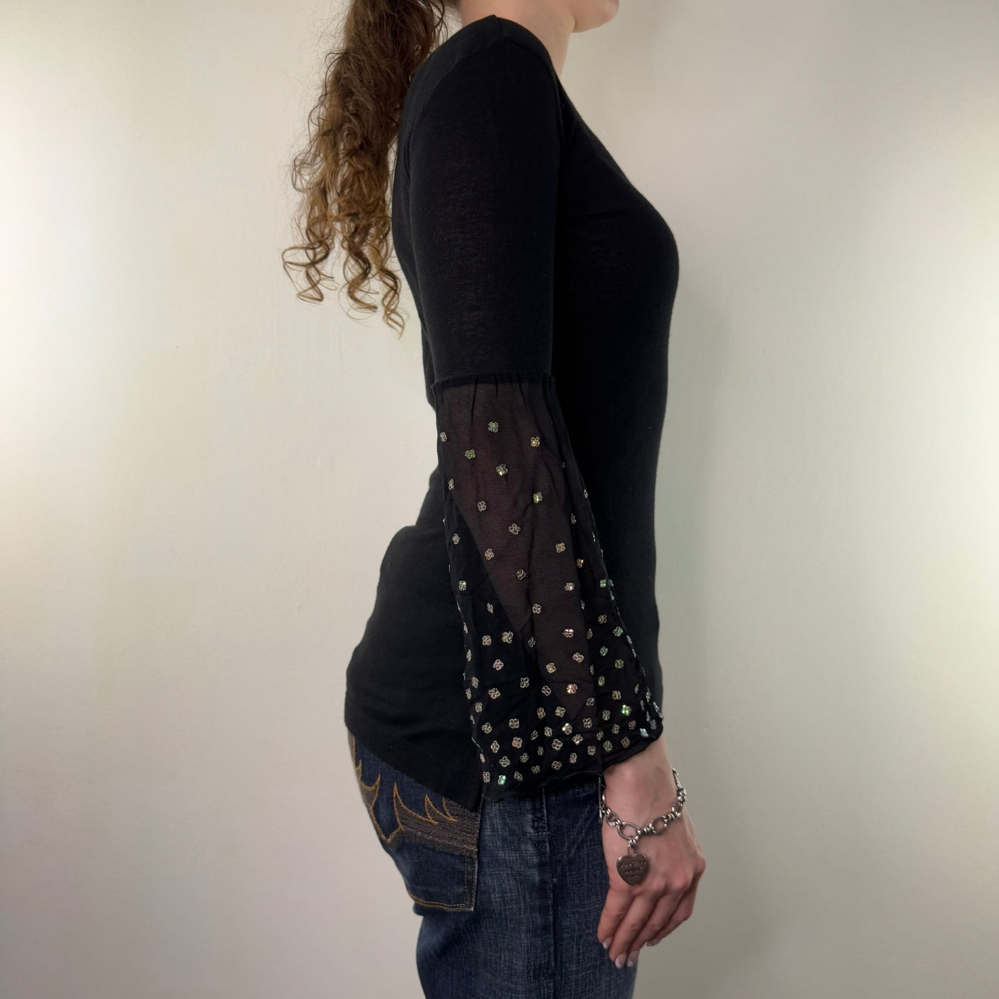 Y2K vintage Custo Barcelona knit long sleeve top flare sleeves