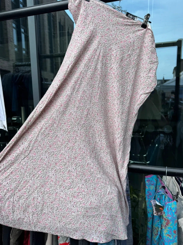 Y2K vintage maxi skirt a line ditsy floral pink