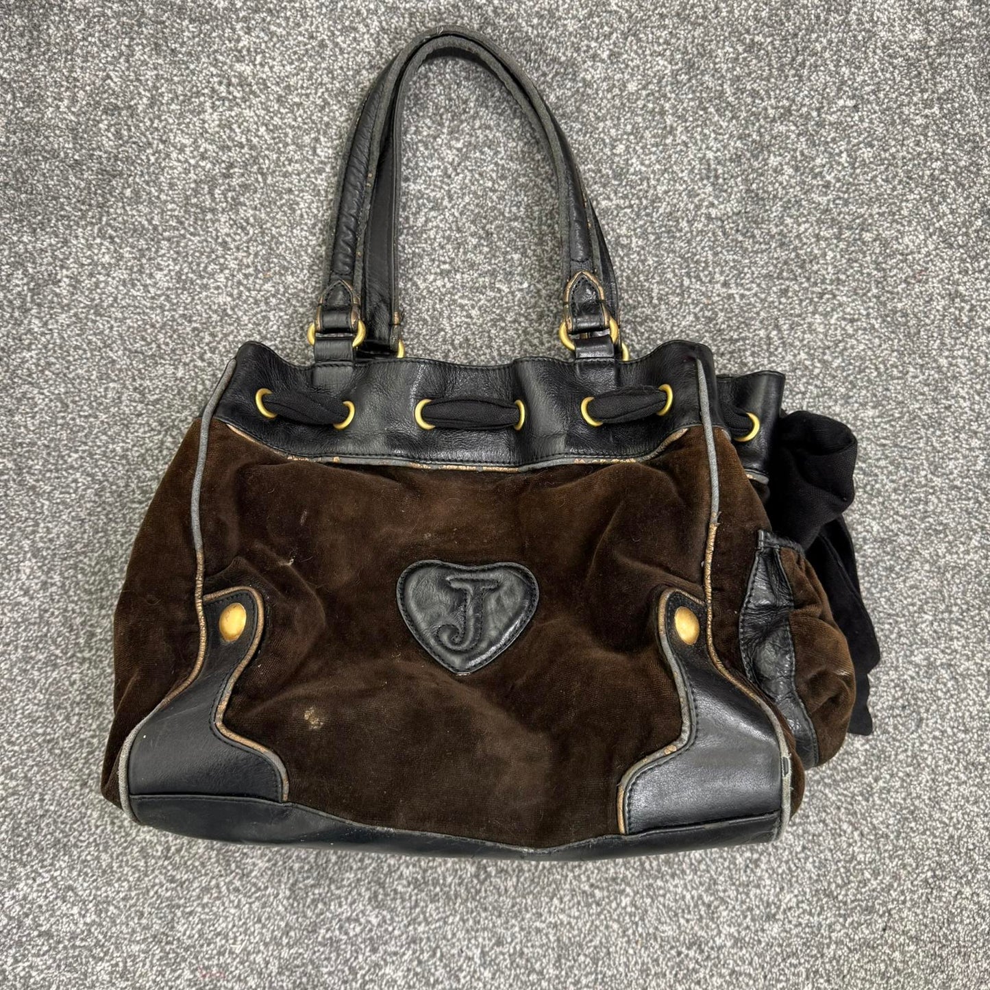 Y2K vintage Juicy Couture daydreamer bag brown velour rose floral embroidery