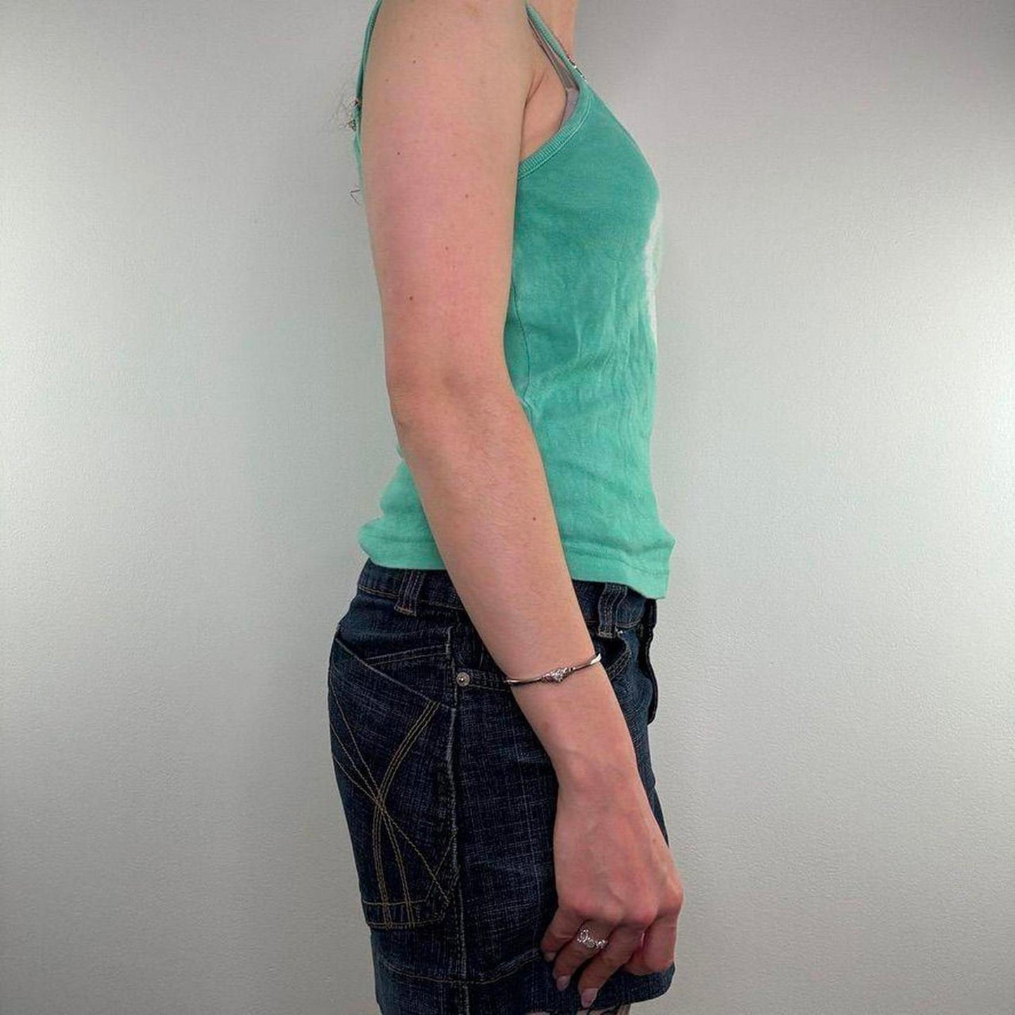 Y2K vintage tie dye heart cami top ombre white turquoise beach summer strappy