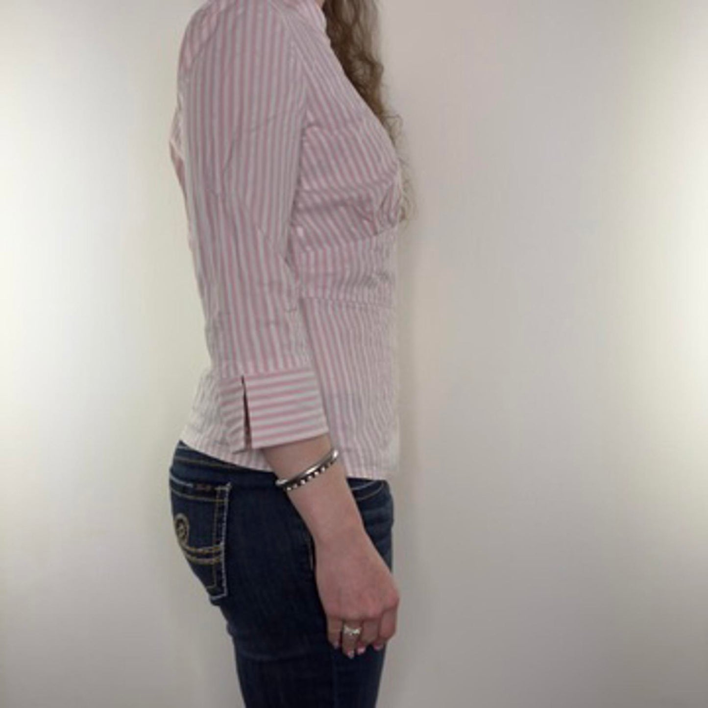 Y2K vintage stretchy fitted blouse 3/4 sleeve